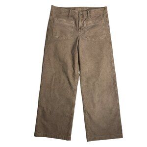 American Eagle Corduroy Womens 10L Wide Leg Baggy Pants Jeans Beige High Rise Ta